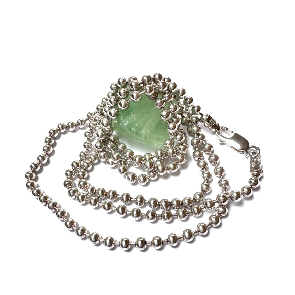 ITALY BALL BEAD NECKLACE 3mm Sterling Silver 30” Weighs 20gms
